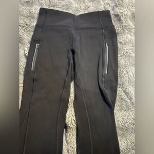 Athleta Black Athletic Pants with Zipper Pockets, thick/warm fabric, Med
